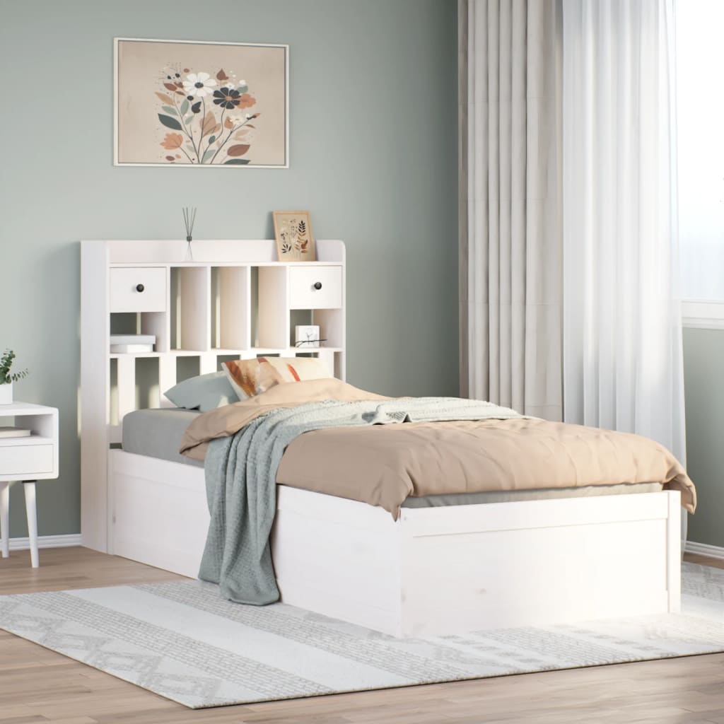 Cadre de lit sans matelas blanc 90x200 cm bois de pin massif - XIOS