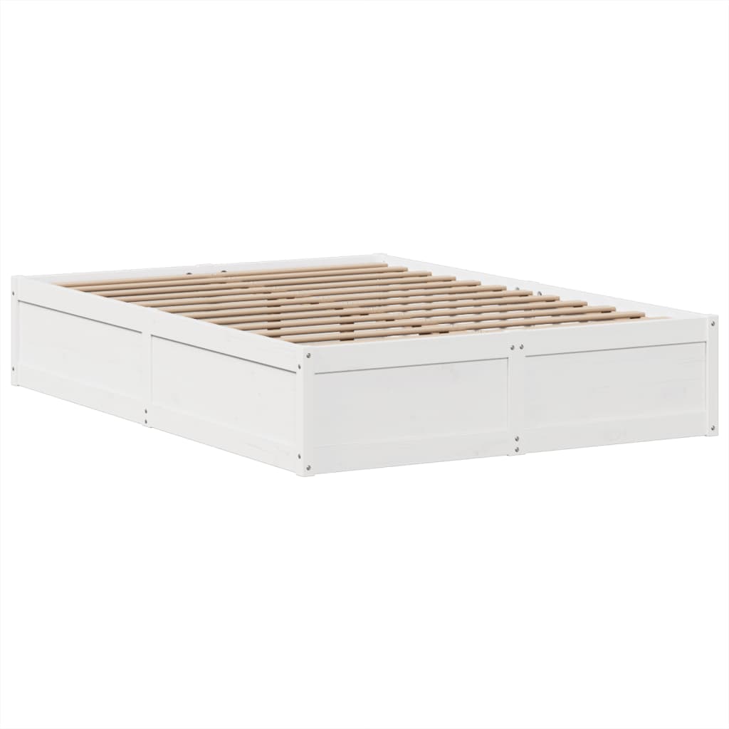 Cadre de lit sans matelas blanc 140x190 cm bois de pin massif - XIOS