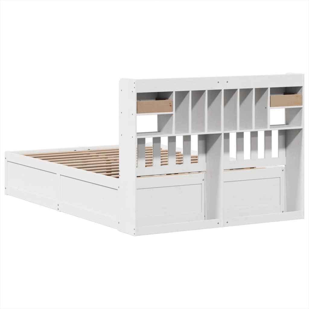 Cadre de lit sans matelas blanc 140x190 cm bois de pin massif - XIOS