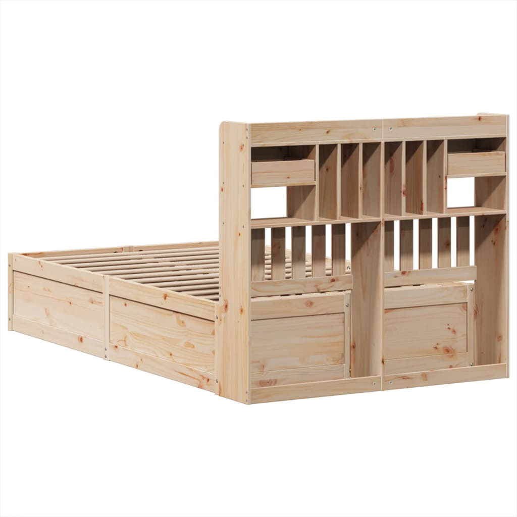 Cadre de lit sans matelas 135x190 cm bois de pin massif - XIOS