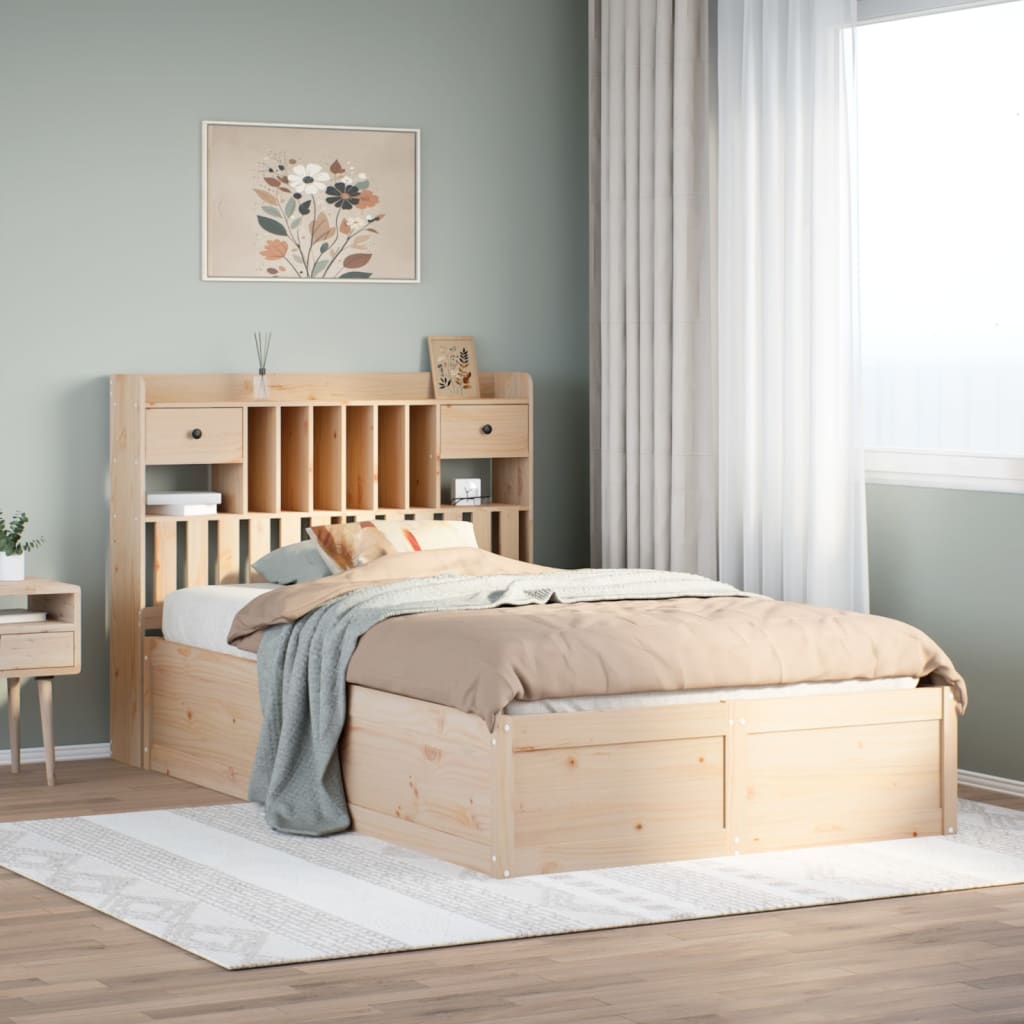 Cadre de lit sans matelas 135x190 cm bois de pin massif - XIOS