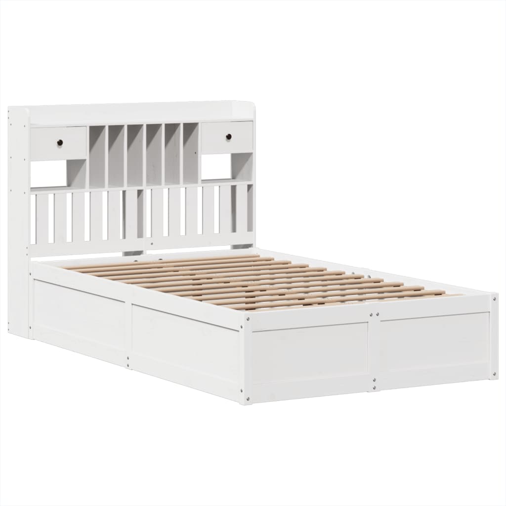 Cadre de lit sans matelas blanc 135x190 cm bois de pin massif - XIOS