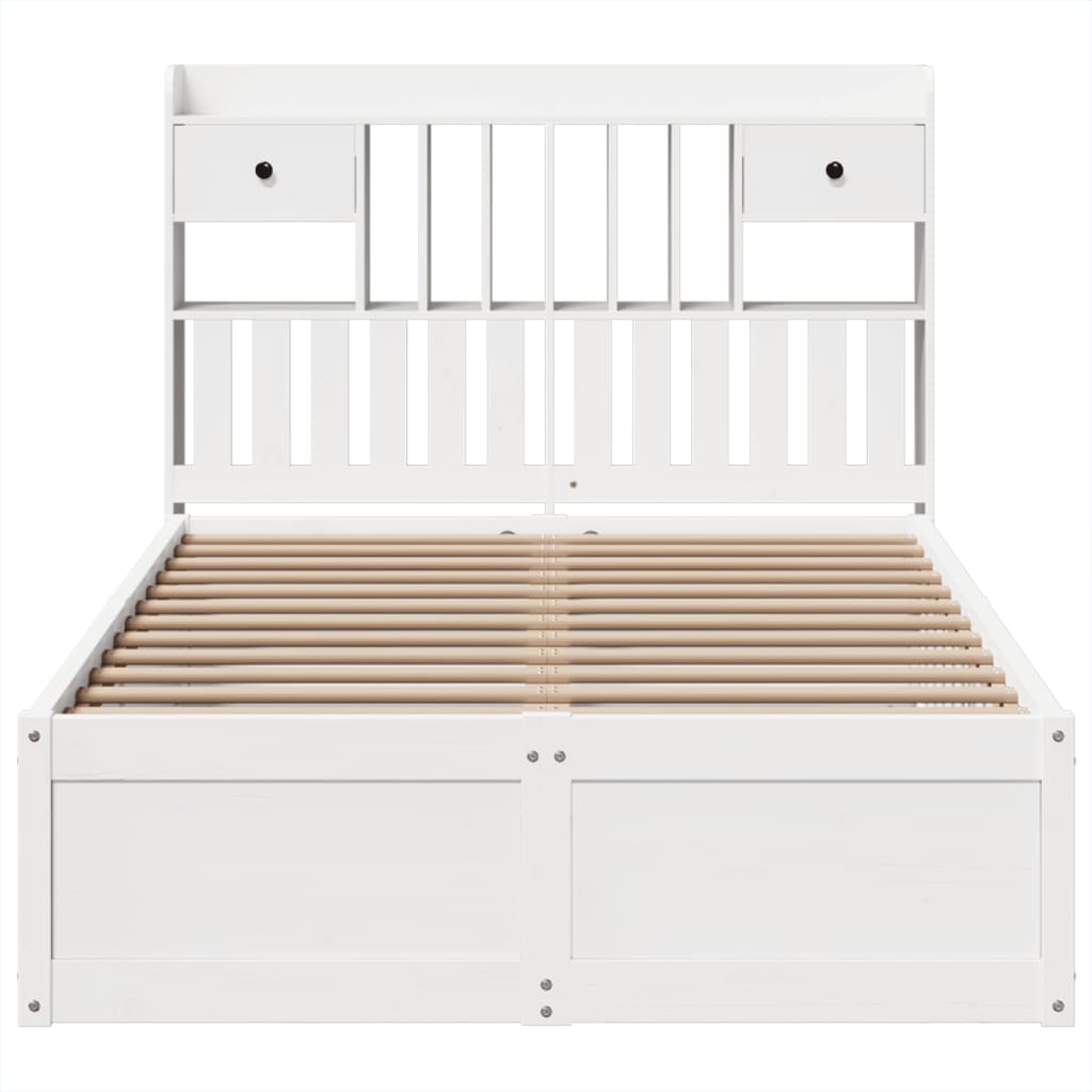 Cadre de lit sans matelas blanc 135x190 cm bois de pin massif - XIOS