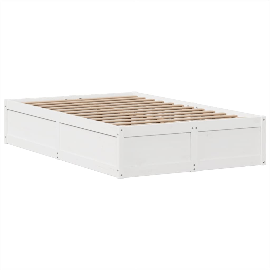 Cadre de lit sans matelas blanc 135x190 cm bois de pin massif - XIOS