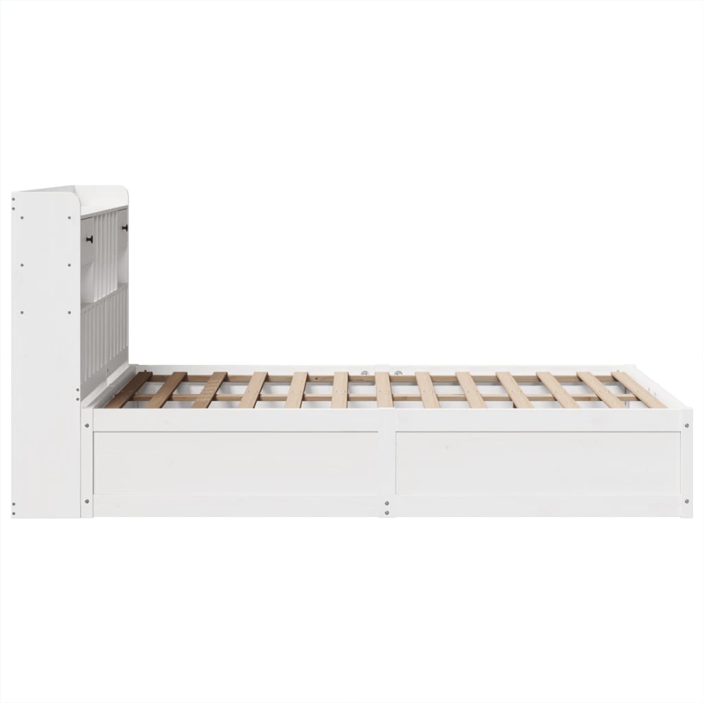 Cadre de lit sans matelas blanc 135x190 cm bois de pin massif - XIOS