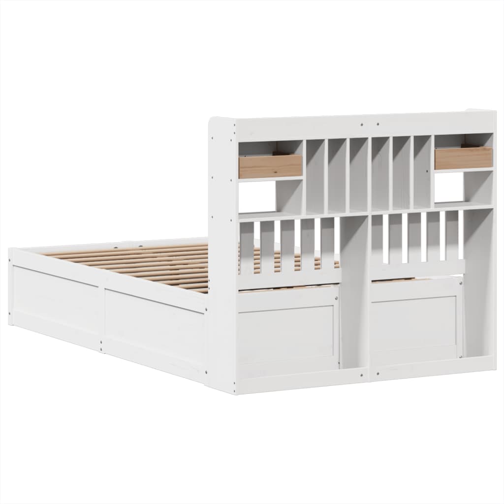 Cadre de lit sans matelas blanc 135x190 cm bois de pin massif - XIOS