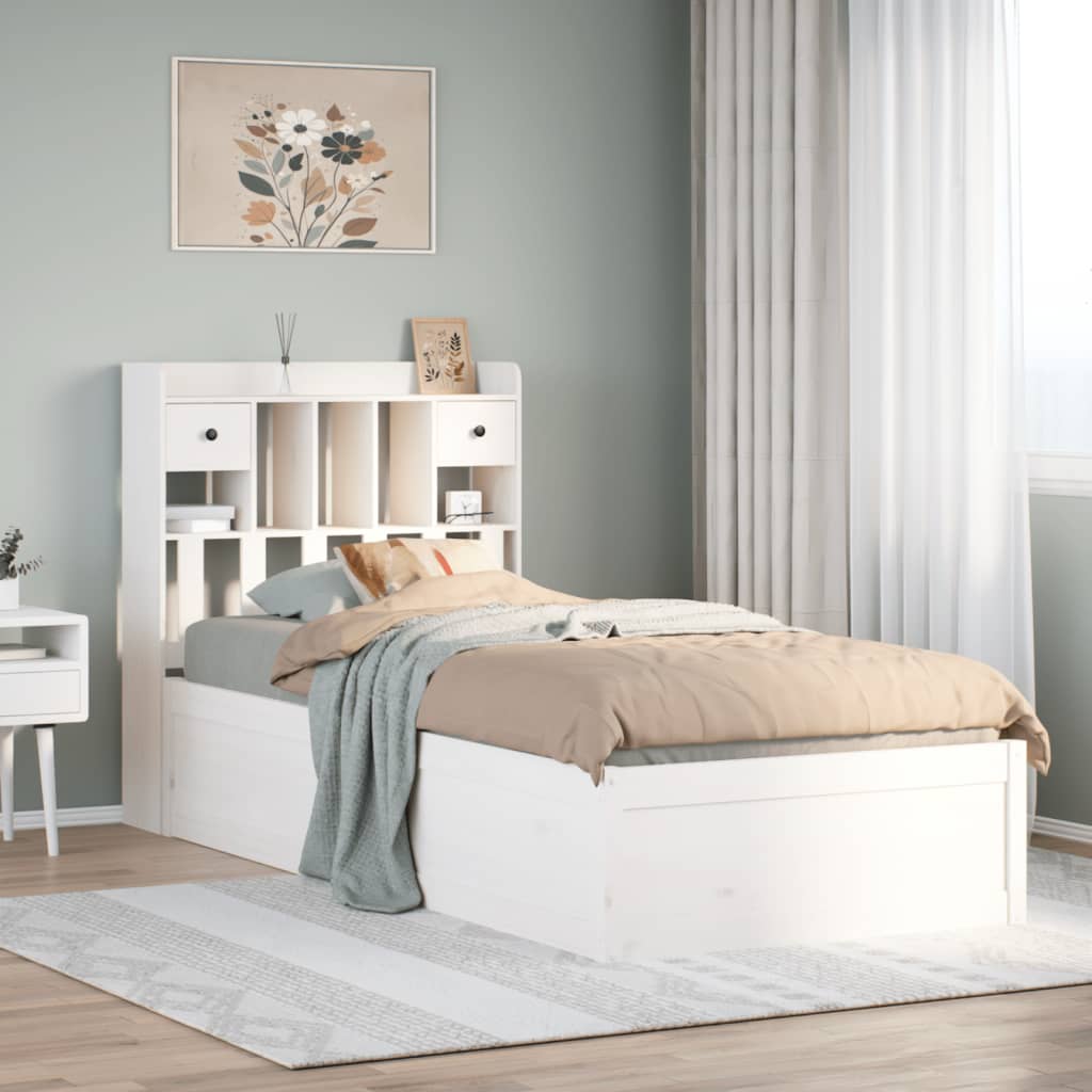 Cadre de lit sans matelas blanc 90x190 cm bois de pin massif - XIOS