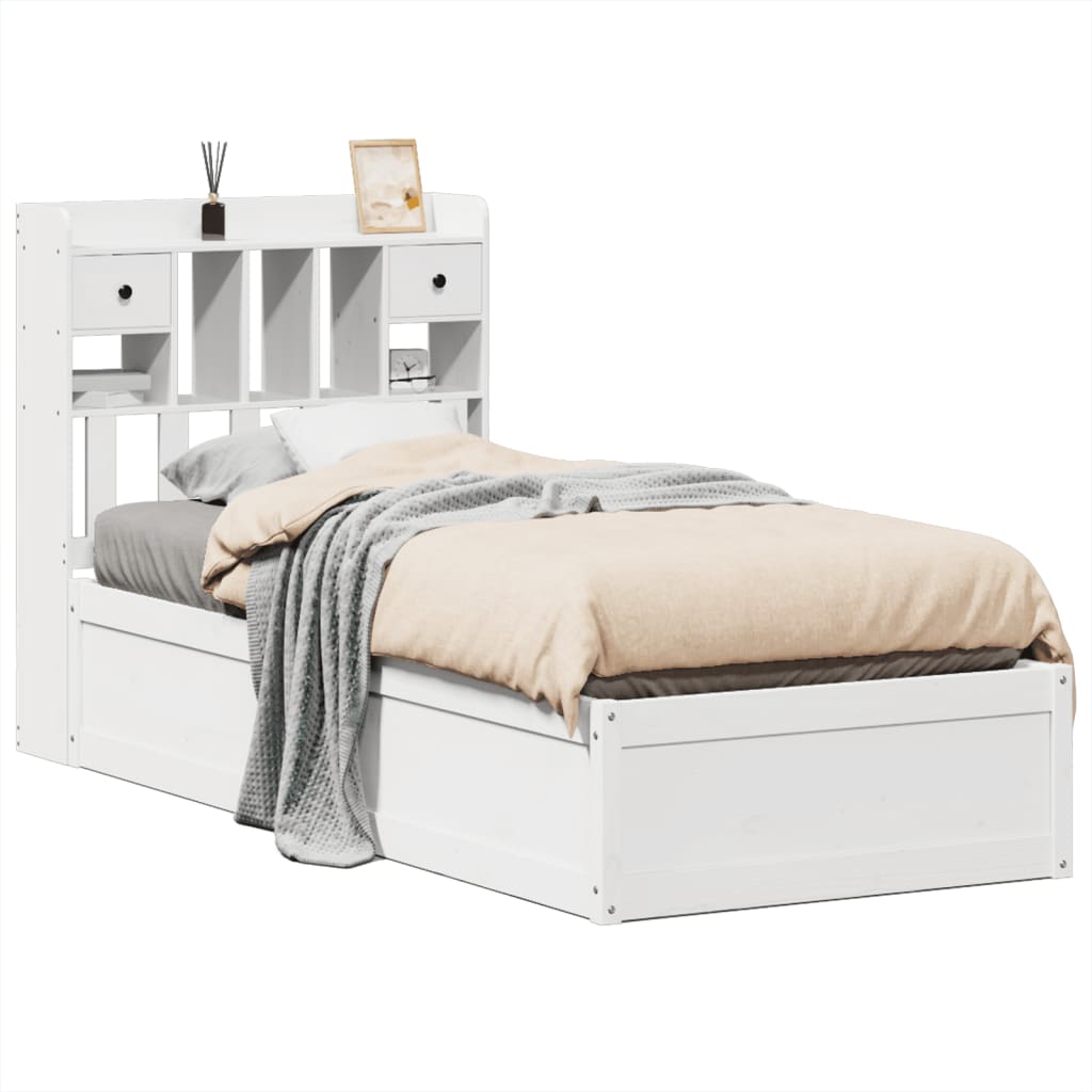 Cadre de lit sans matelas blanc 75x190 cm bois de pin massif - XIOS