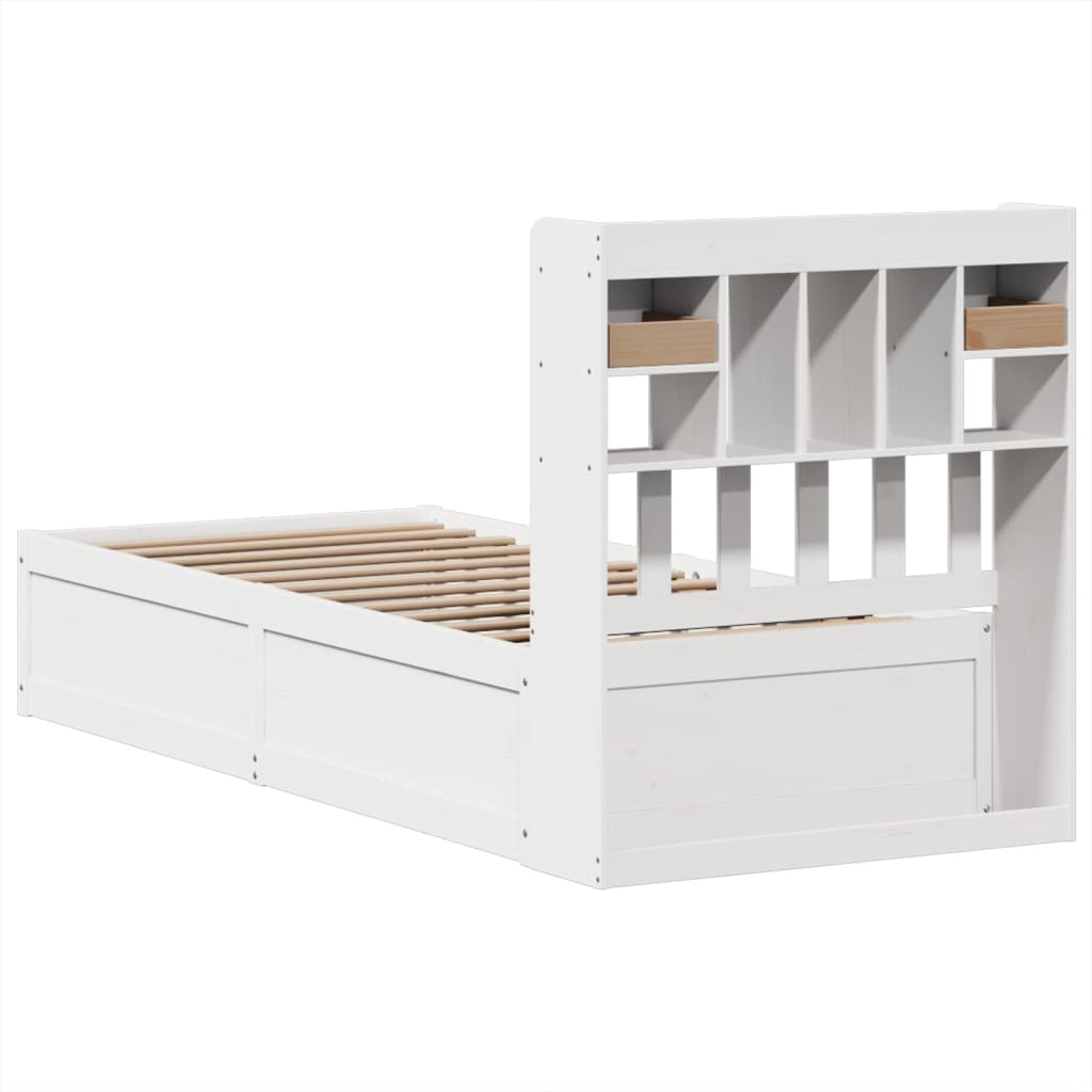 Cadre de lit sans matelas blanc 75x190 cm bois de pin massif - XIOS