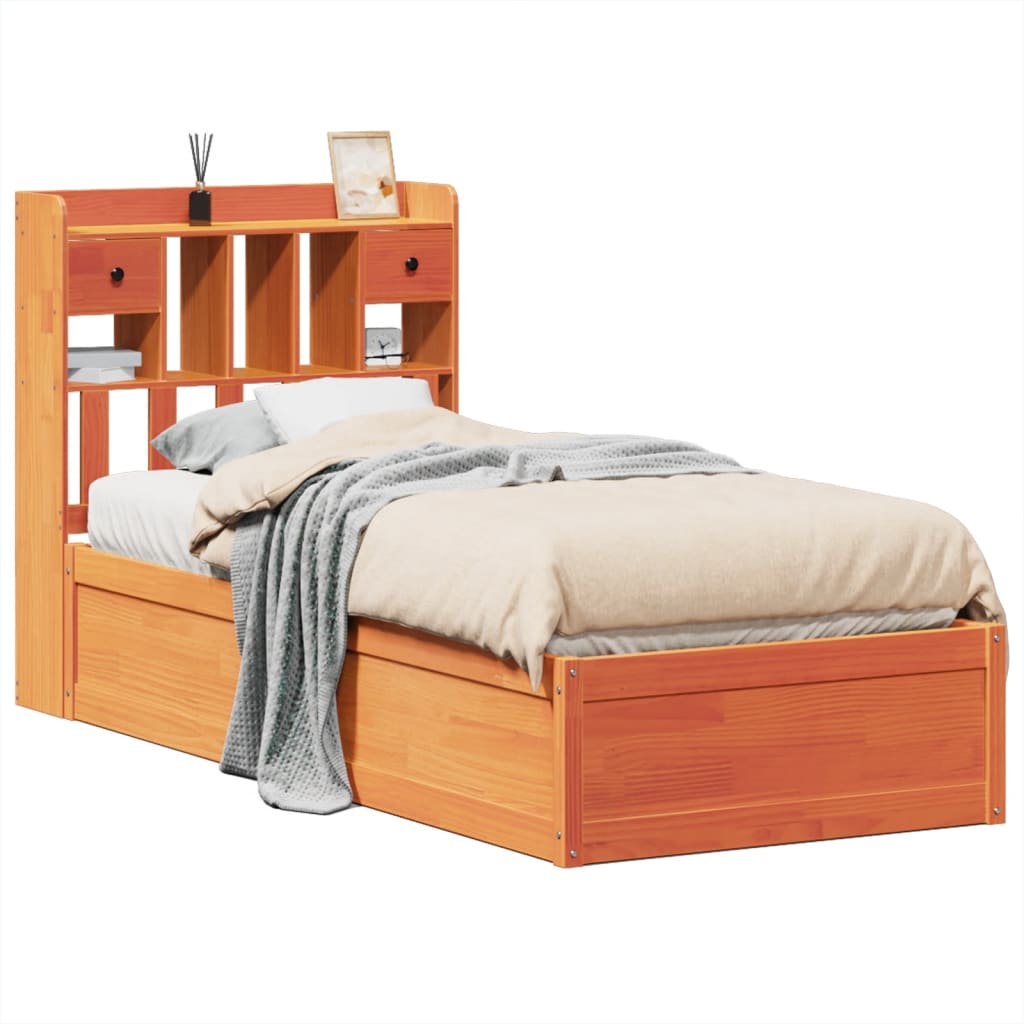 Cadre de lit sans matelas cire marron 75x190 cm bois pin massif - XIOS