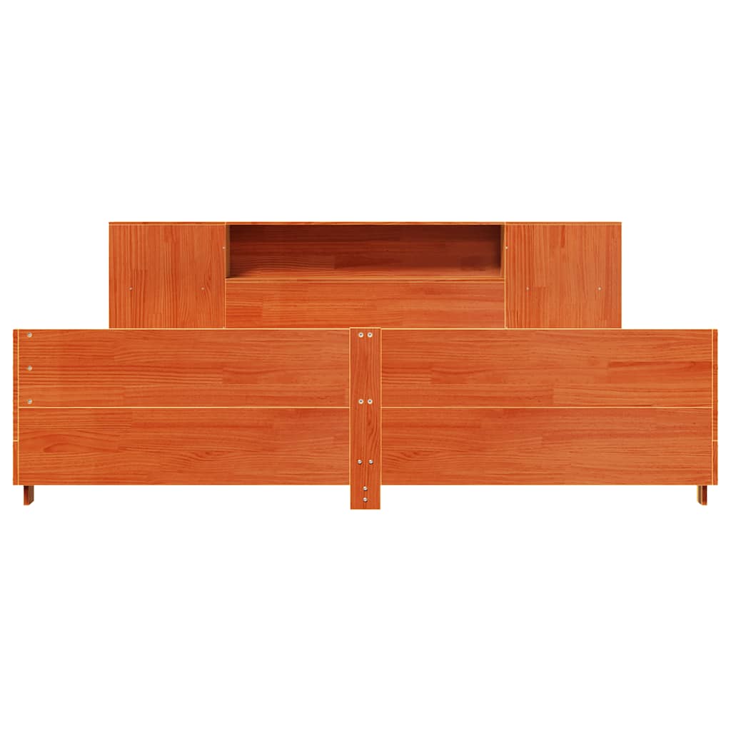 Cadre de lit sans matelas cire marron 200x200cm bois pin massif - XIOS