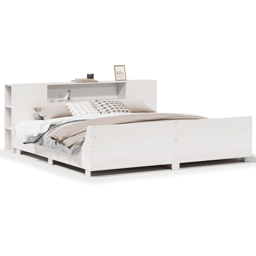 Cadre de lit sans matelas blanc 180x200 cm bois massif de pin - XIOS