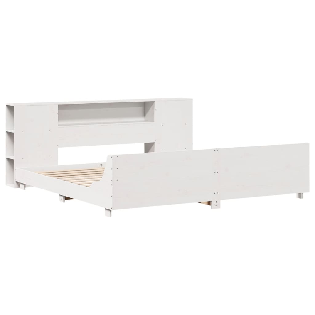 Cadre de lit sans matelas blanc 180x200 cm bois massif de pin - XIOS