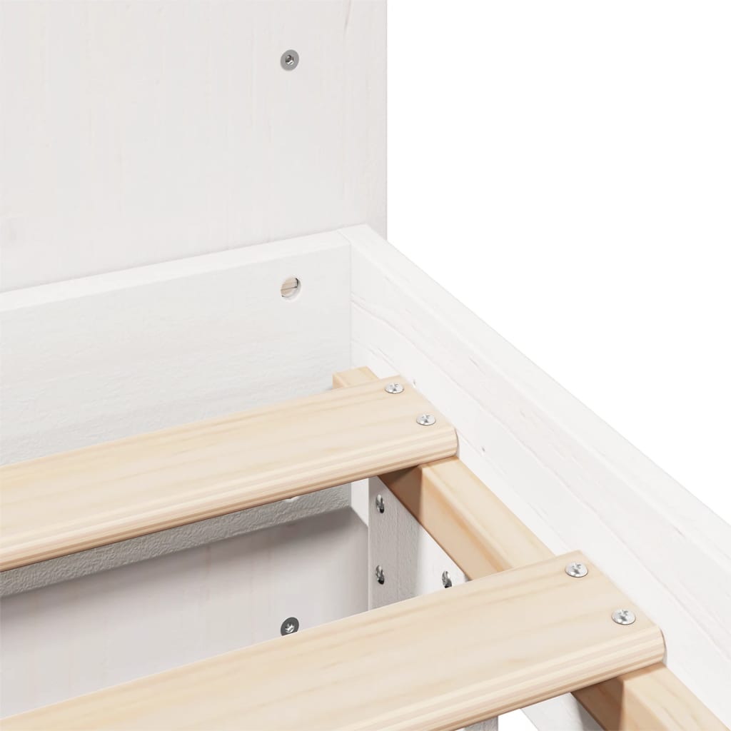 Cadre de lit sans matelas blanc 180x200 cm bois massif de pin - XIOS