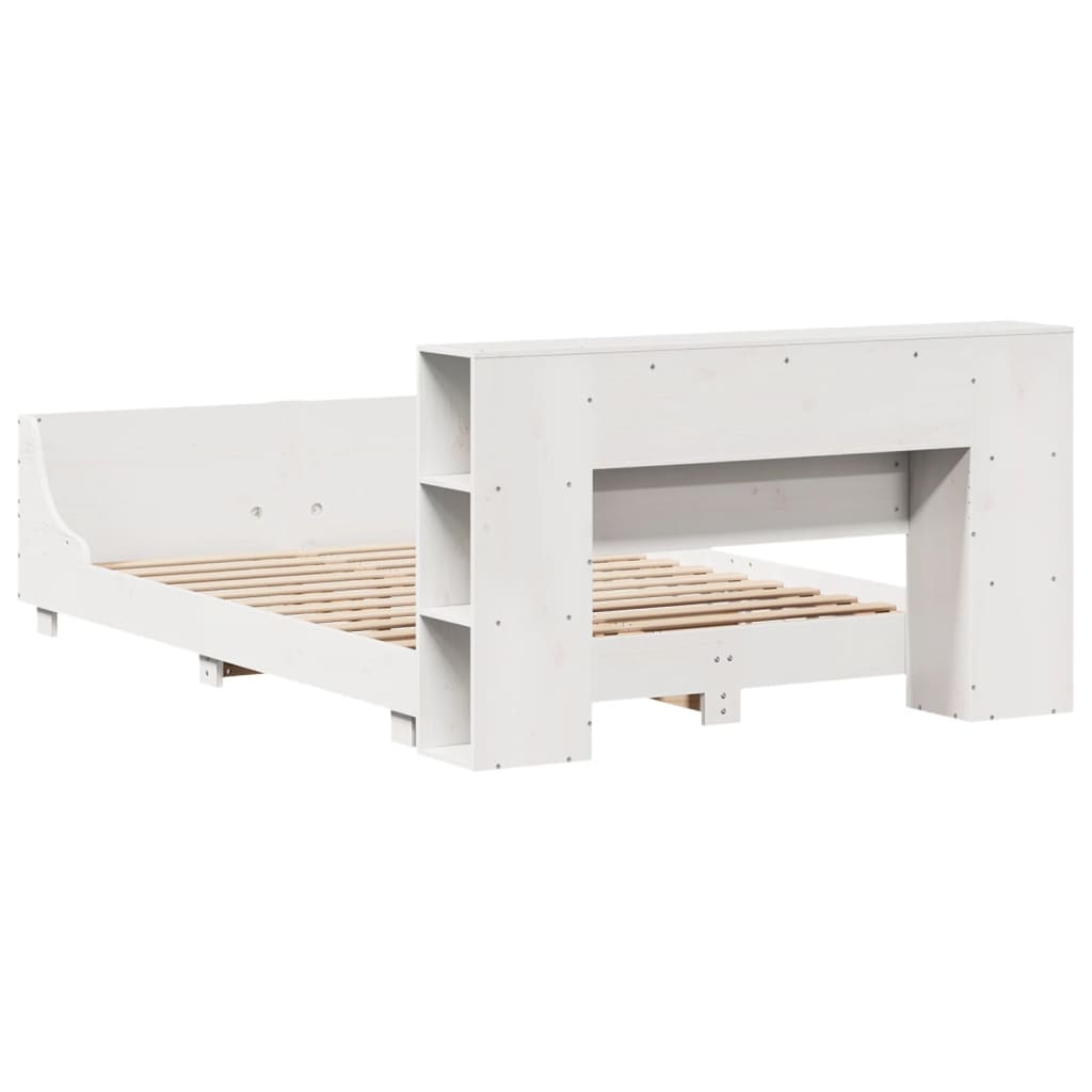 Cadre de lit sans matelas blanc 150x200 cm bois de pin massif - XIOS