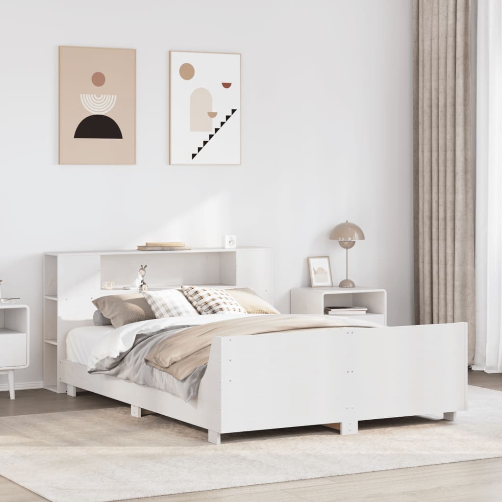 Cadre de lit sans matelas blanc 120x200 cm bois de pin massif - XIOS
