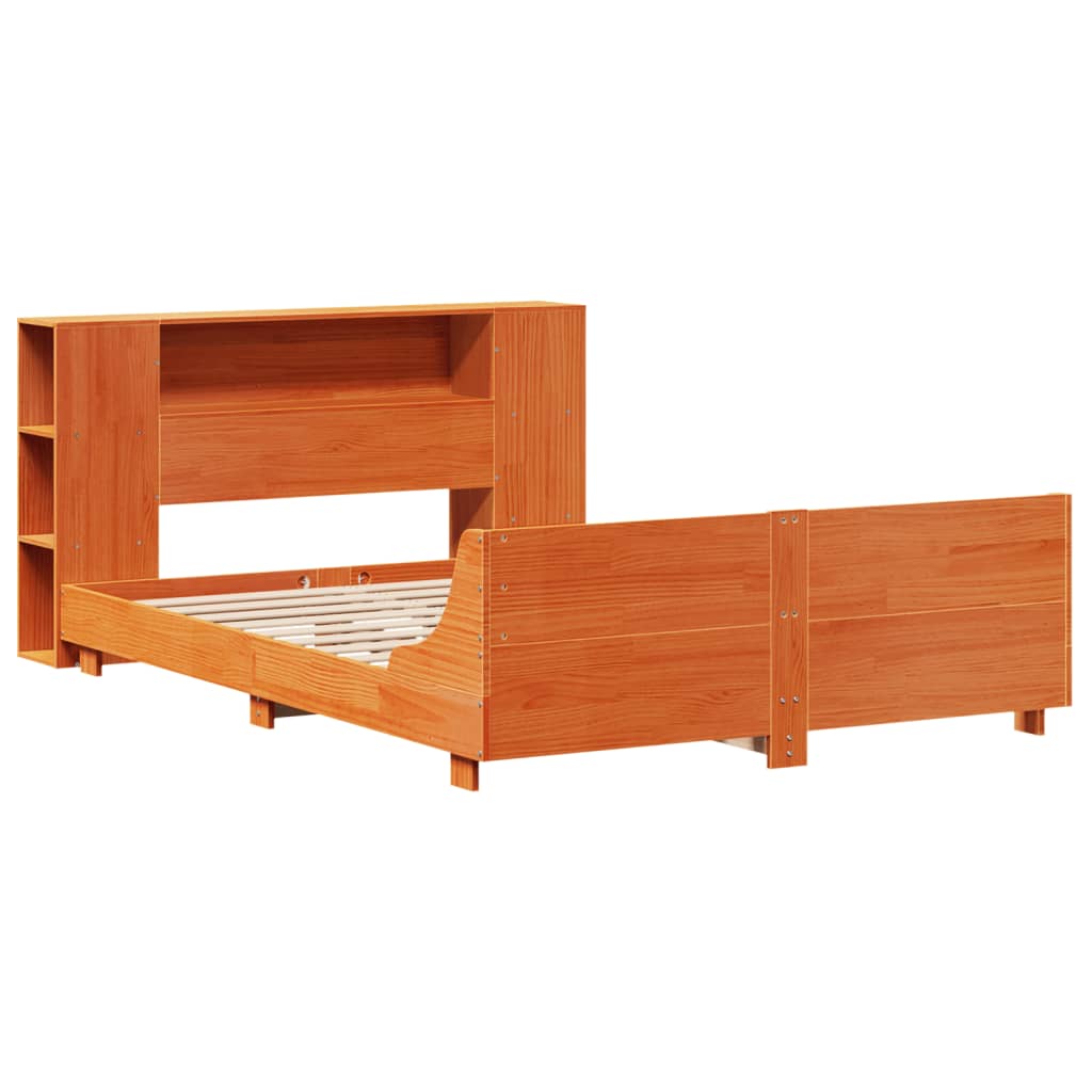 Cadre de lit sans matelas cire marron 140x190cm bois pin massif - XIOS