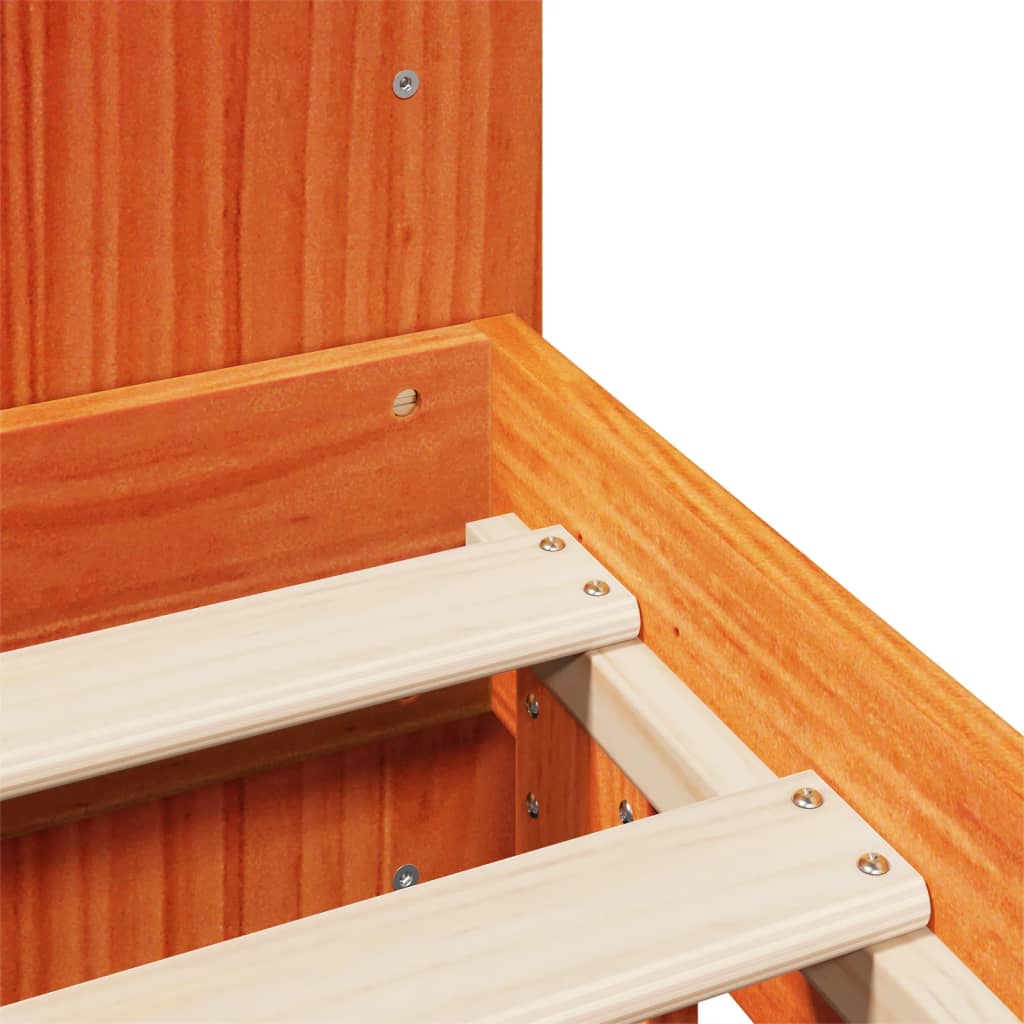 Cadre de lit sans matelas cire marron 140x190cm bois pin massif - XIOS