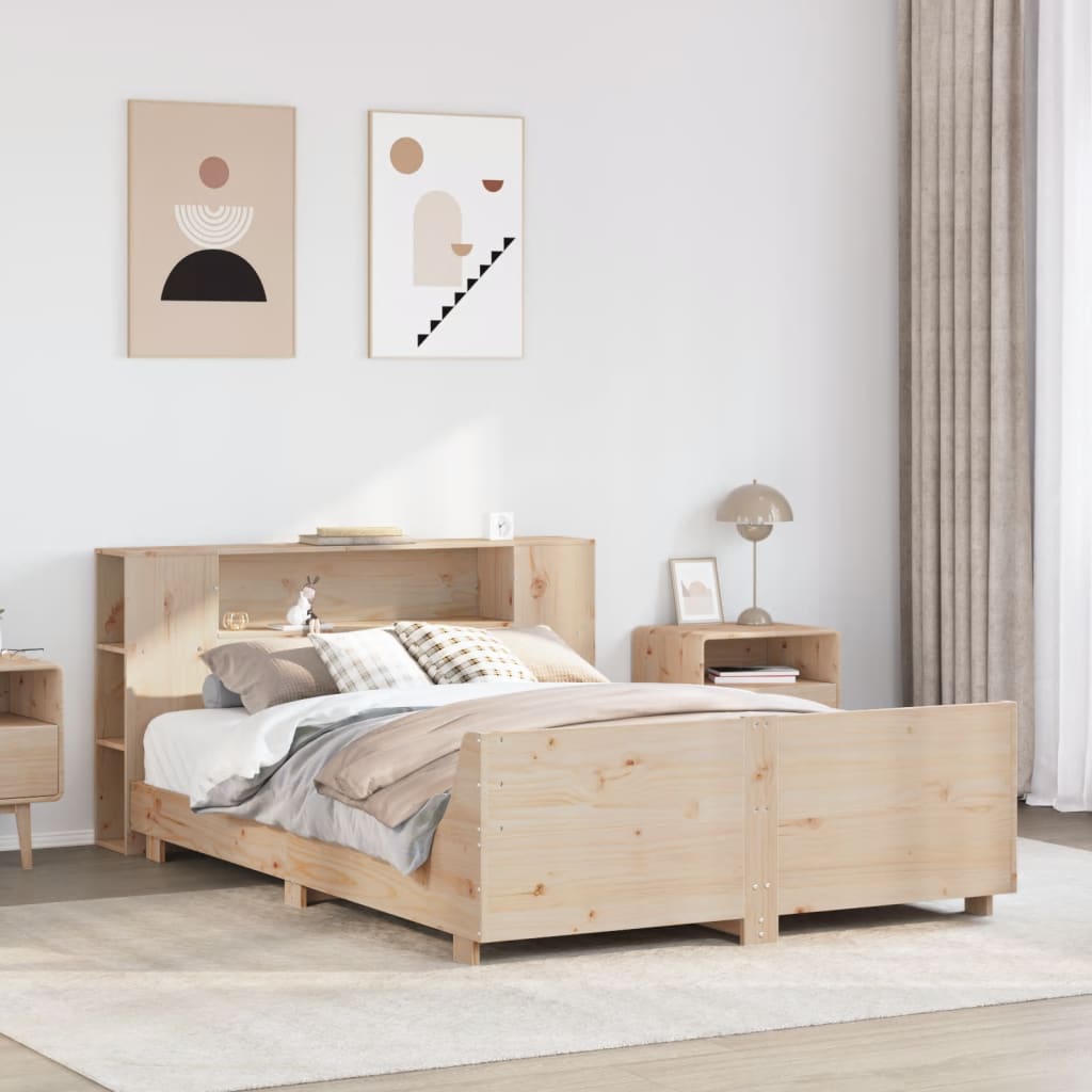 Cadre de lit sans matelas 135x190 cm bois de pin massif - XIOS