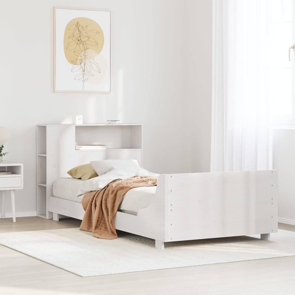 Cadre de lit sans matelas blanc 100x200 cm bois de pin massif - XIOS
