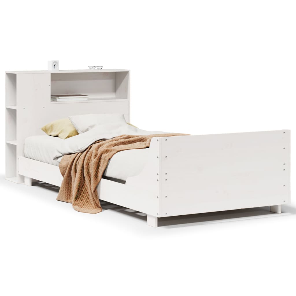 Cadre de lit sans matelas blanc 75x190 cm bois de pin massif - XIOS