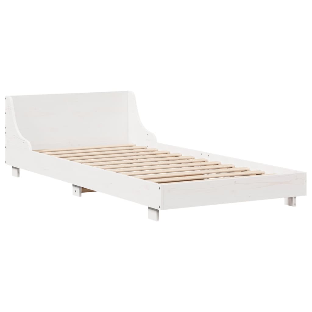 Cadre de lit sans matelas blanc 75x190 cm bois de pin massif - XIOS