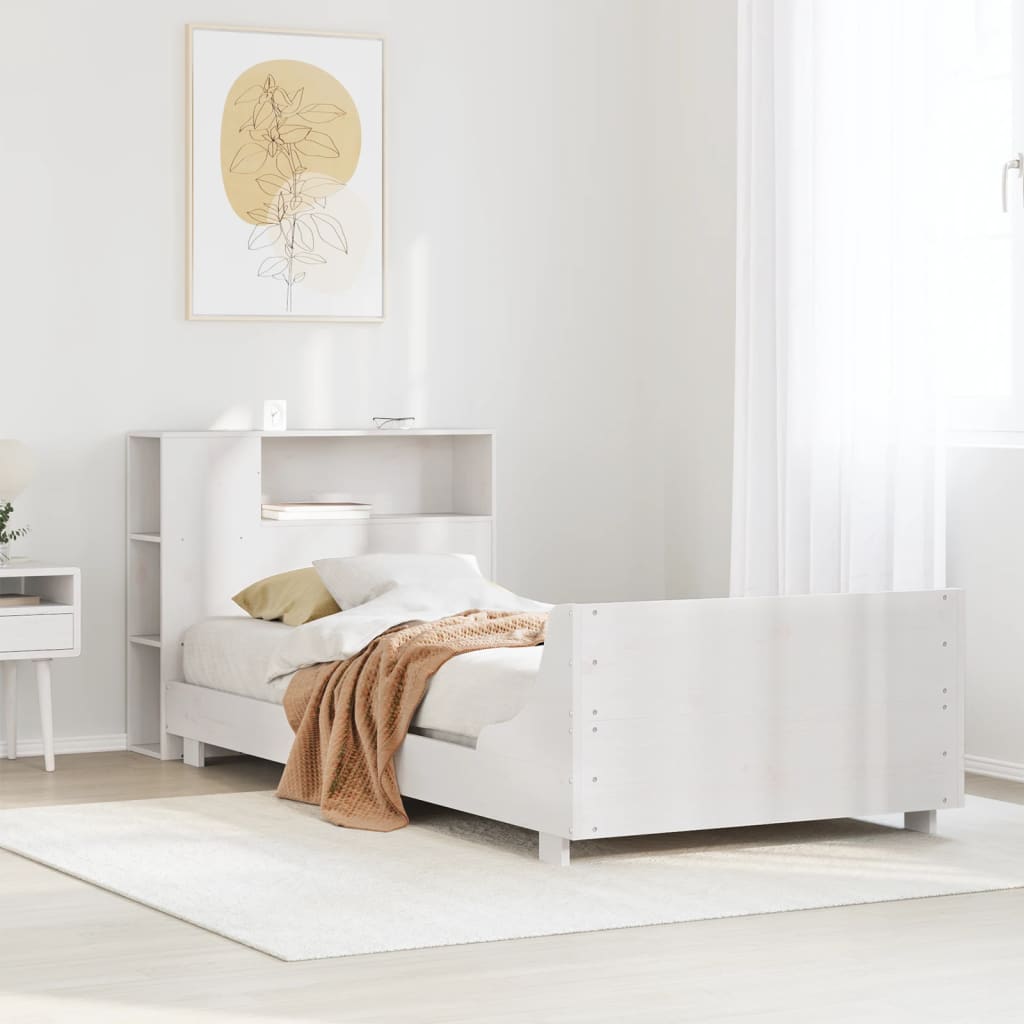 Cadre de lit sans matelas blanc 75x190 cm bois de pin massif - XIOS