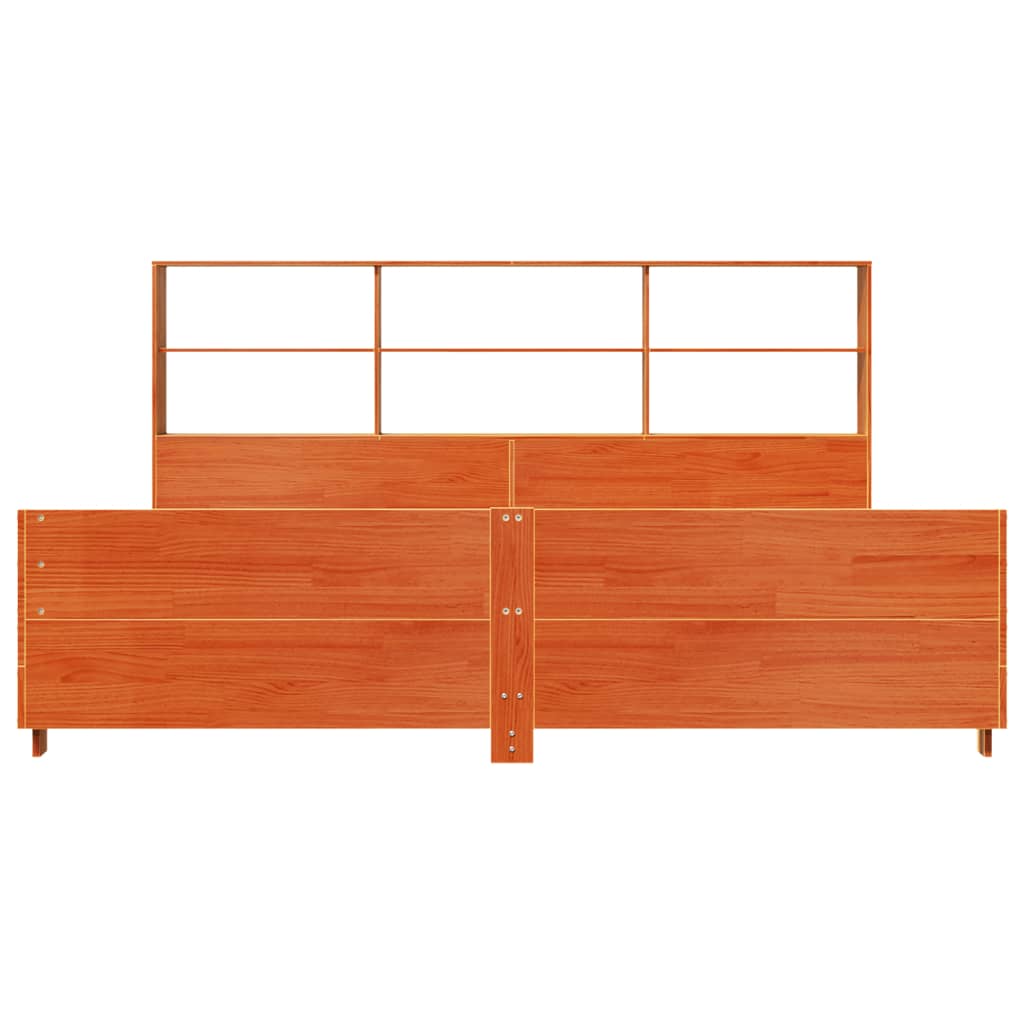 Cadre de lit sans matelas cire marron 200x200cm bois pin massif - XIOS
