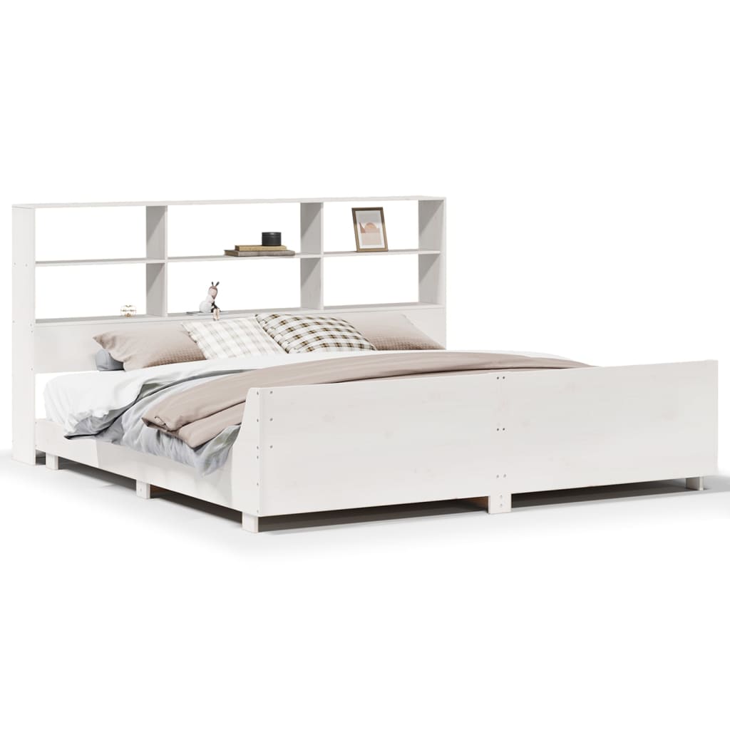 Cadre de lit sans matelas blanc 180x200 cm bois massif de pin - XIOS