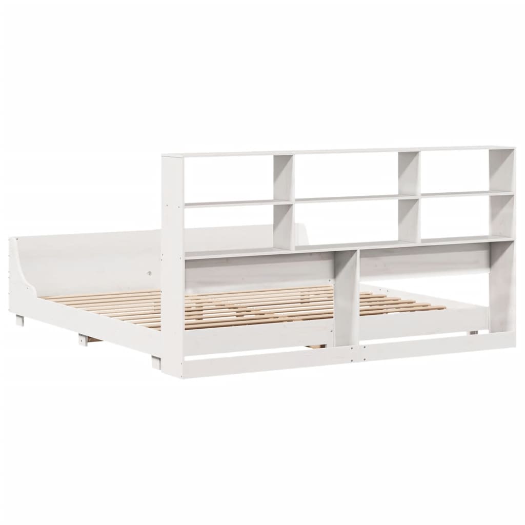 Cadre de lit sans matelas blanc 180x200 cm bois massif de pin - XIOS