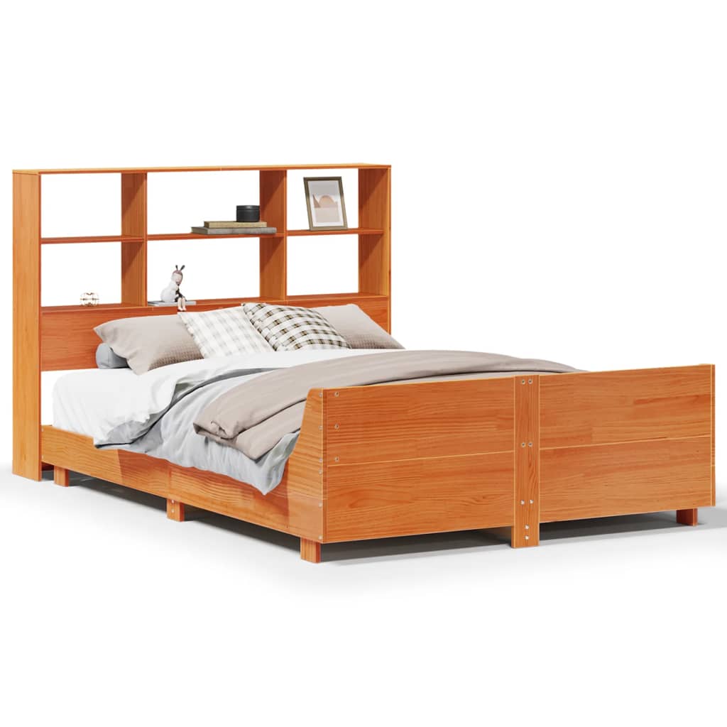 Cadre de lit sans matelas cire marron 160x200cm bois pin massif - XIOS