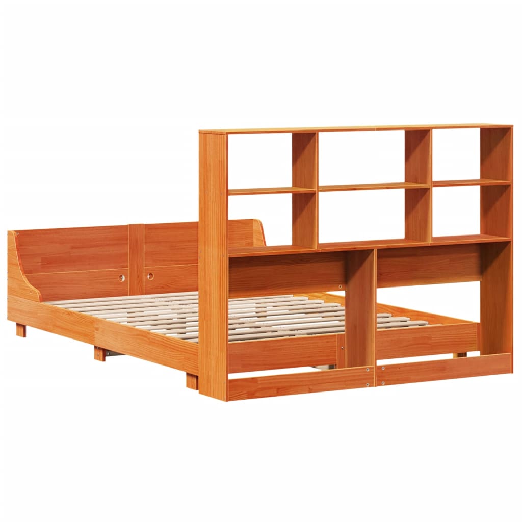 Cadre de lit sans matelas cire marron 160x200cm bois pin massif - XIOS