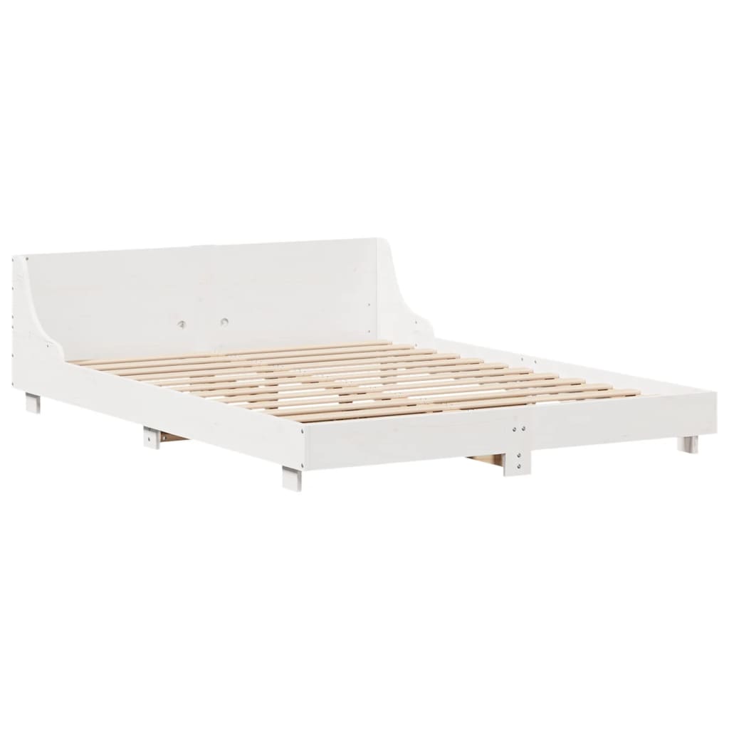 Cadre de lit sans matelas blanc 140x200 cm bois de pin massif - XIOS