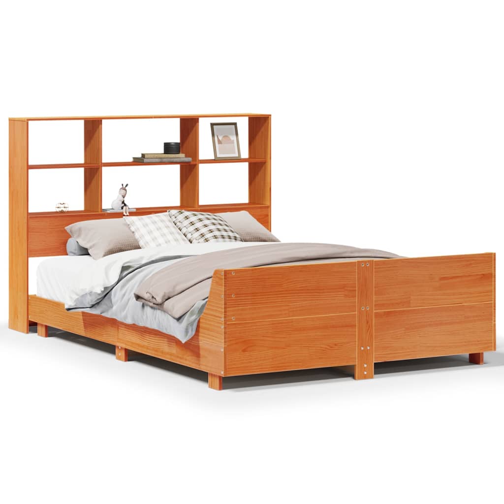Cadre de lit sans matelas cire marron 120x200cm bois pin massif - XIOS