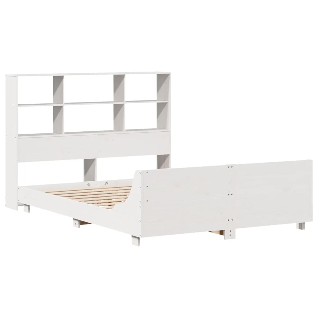 Cadre de lit sans matelas blanc 140x190 cm bois de pin massif - XIOS