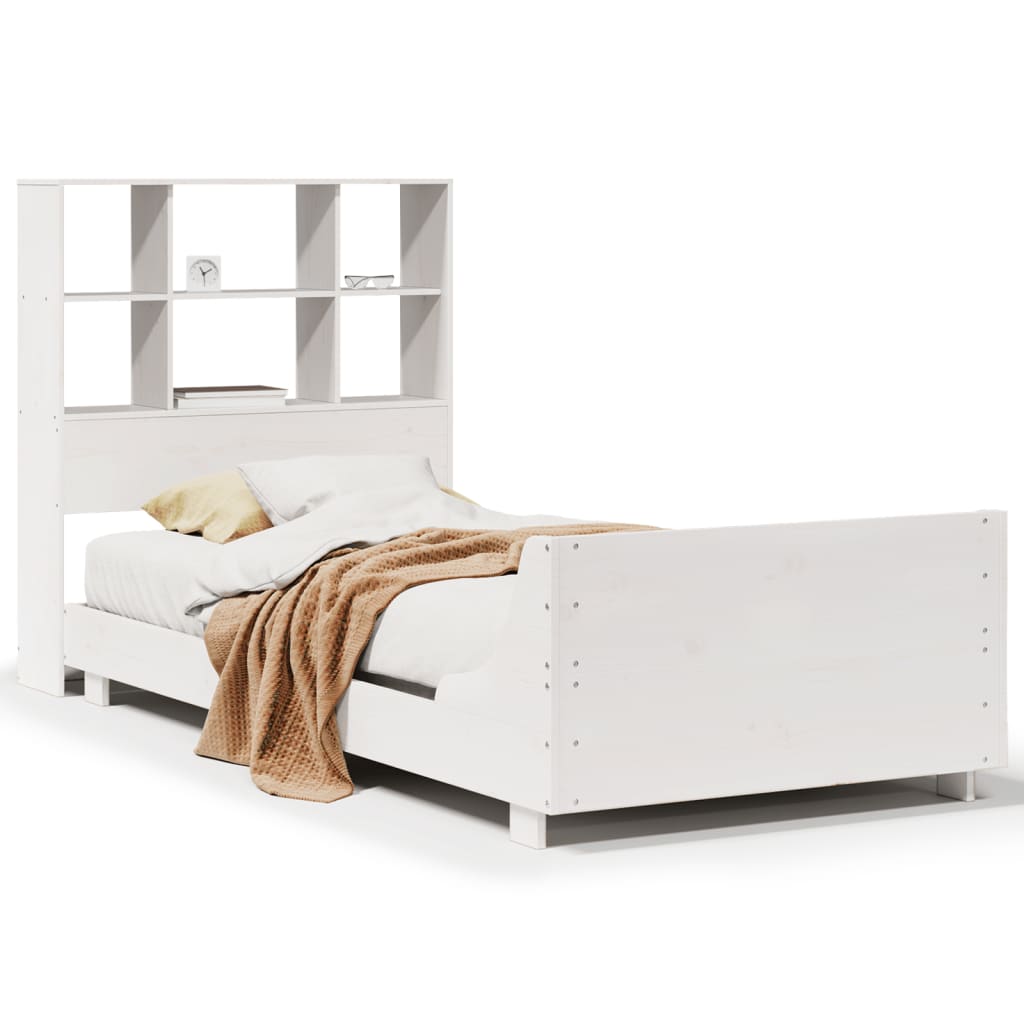 Cadre de lit sans matelas blanc 90x190 cm bois de pin massif - XIOS