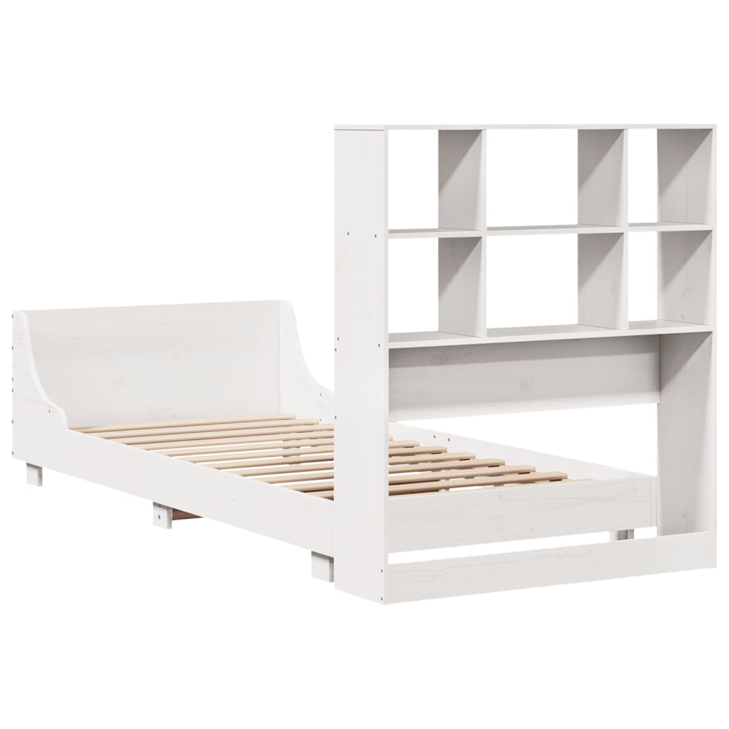 Cadre de lit sans matelas blanc 90x190 cm bois de pin massif - XIOS