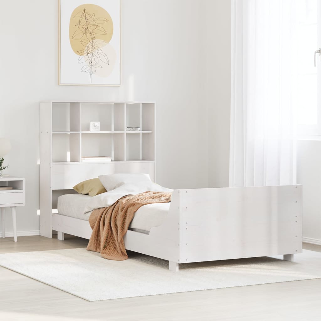 Cadre de lit sans matelas blanc 90x190 cm bois de pin massif - XIOS