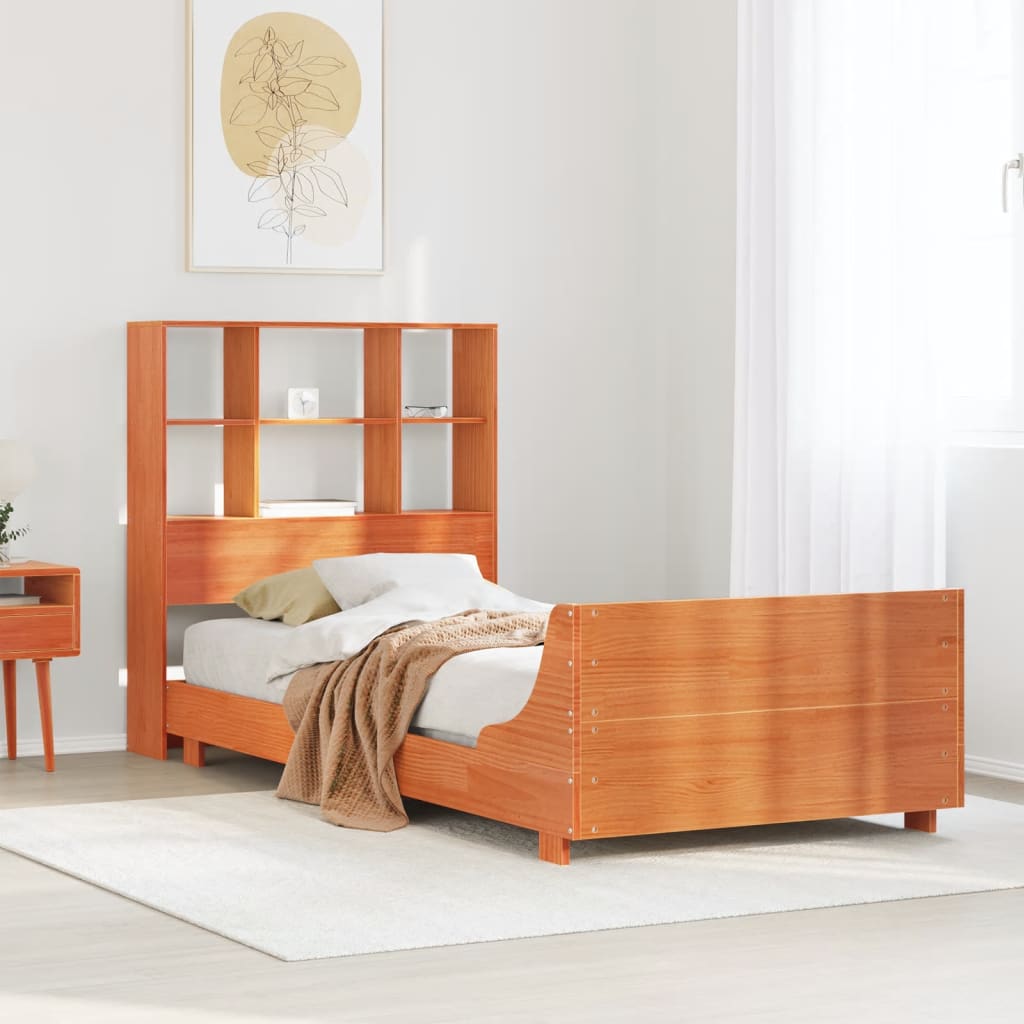 Cadre de lit sans matelas cire marron 75x190 cm bois pin massif - XIOS