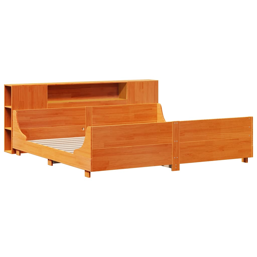 Cadre de lit sans matelas cire marron 200x200cm bois pin massif