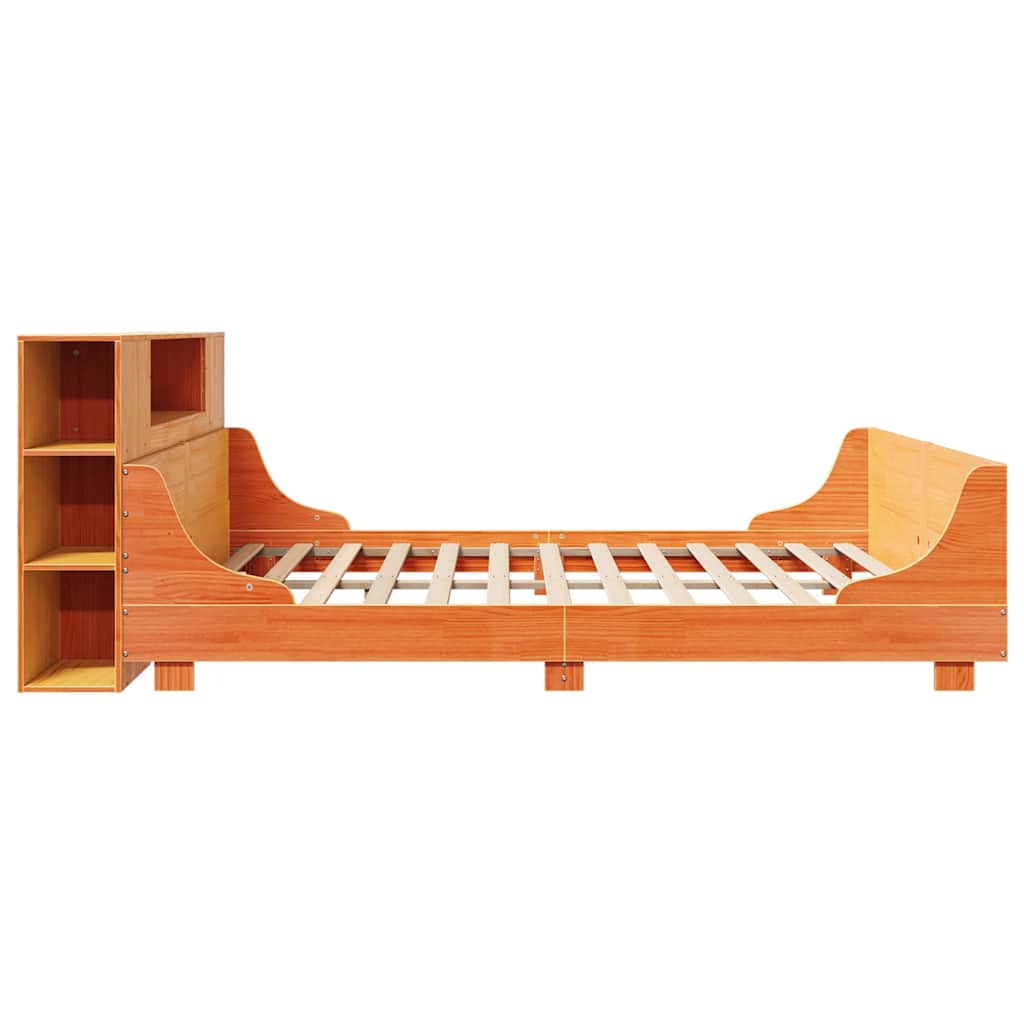 Cadre de lit sans matelas cire marron 200x200cm bois pin massif
