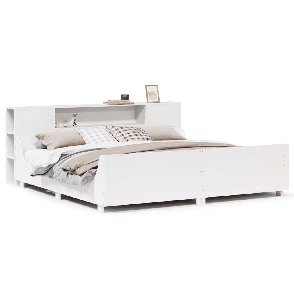Cadre de lit sans matelas blanc 180x200 cm bois massif de pin - XIOS