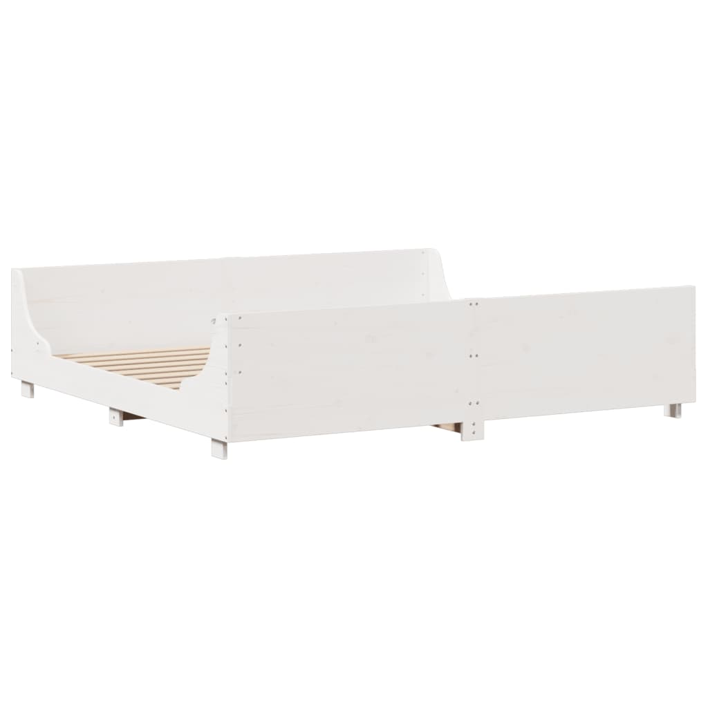 Cadre de lit sans matelas blanc 180x200 cm bois massif de pin - XIOS