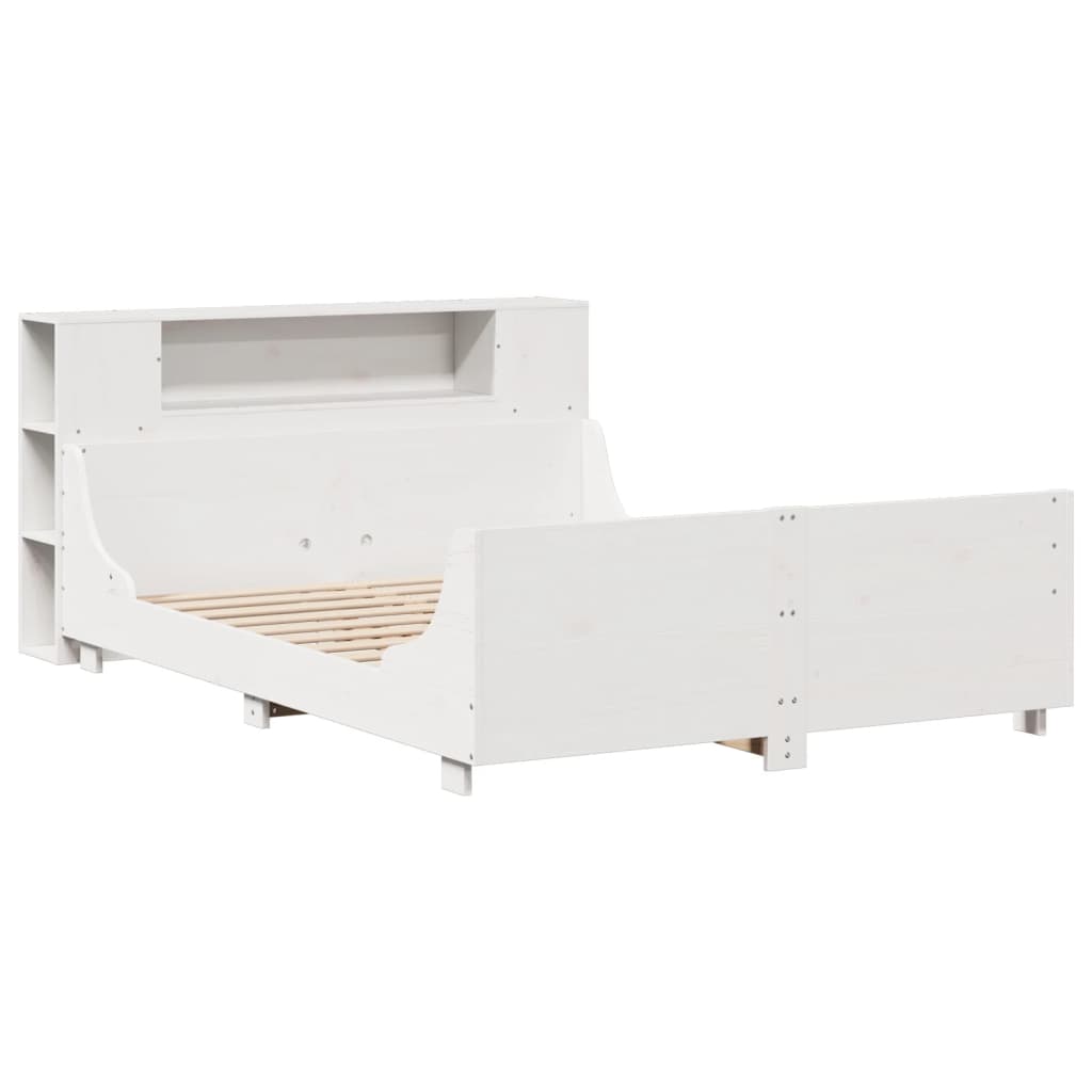 Cadre de lit sans matelas blanc 150x200 cm bois de pin massif - XIOS