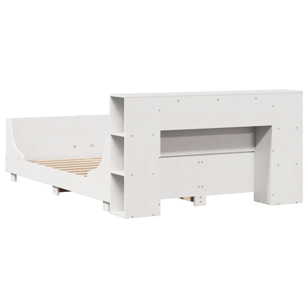 Cadre de lit sans matelas blanc 120x200 cm bois de pin massif - XIOS