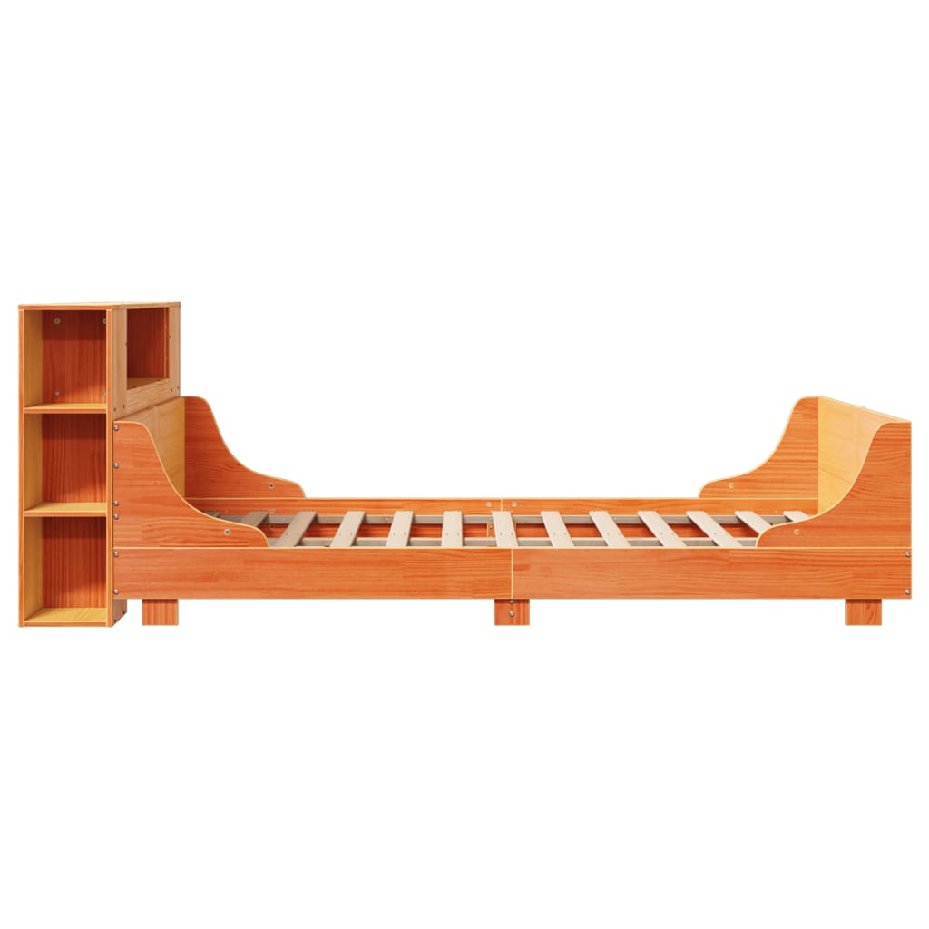 Cadre de lit sans matelas cire marron 140x190cm bois pin massif - XIOS