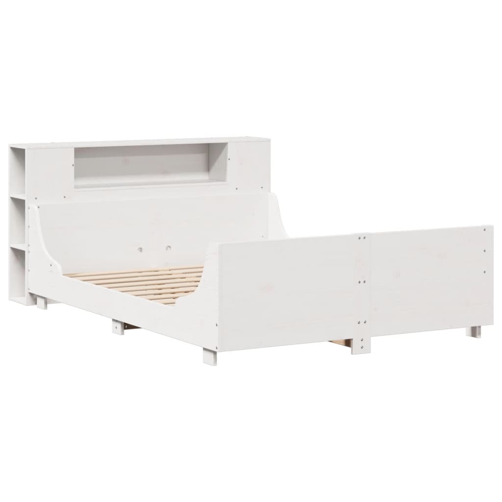 Cadre de lit sans matelas blanc 135x190 cm bois de pin massif - XIOS