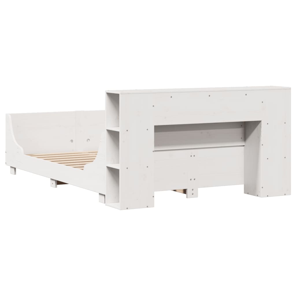 Cadre de lit sans matelas blanc 135x190 cm bois de pin massif - XIOS