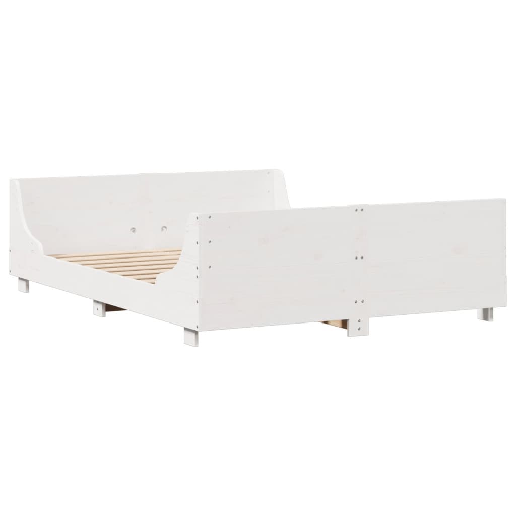 Cadre de lit sans matelas blanc 120x190 cm bois de pin massif - XIOS