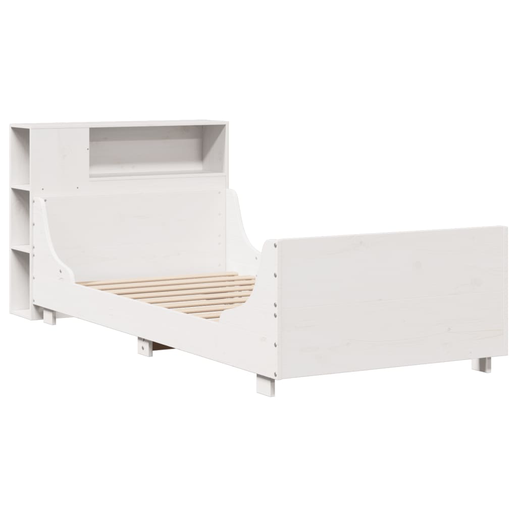 Cadre de lit sans matelas blanc 100x200 cm bois de pin massif - XIOS